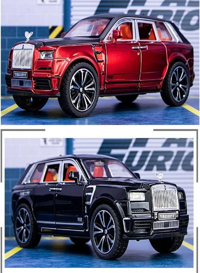 PEZYOX 1:24 Scale Exclusive Alloy Metal Pull Back Die-cast Car Model with Sound Light Mini Auto Toy for Kids Metal Model Toy Car with Sound and Light? (1.24 Rolls ROYS MAISARY-RED) - Image 3